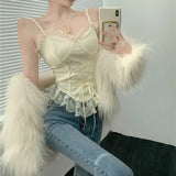 Coverwin-Sweet Girl Sling Y2k 2025 Summer Camis Women Clothes Streetwear Bow White Bandage Kawaii Slim Tank Tops Sexys Harajuku Crop Top