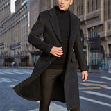 Coverwin Men Winter Outfit Mens Autumn Winter England Style Woolen Jackets Mens Business Office Casual Slim Wool Windbreaker High Quality Solid Trench Coat