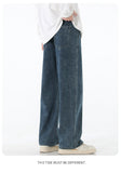 Coverwin Retro Wide Leg Padded Thickened Jeans Men's Winter Loose Straight Trousers