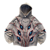 Coverwin American Retro Gothic Punk Eye Embroidery Oversized Hoodie Female Y2K New Harajuku Hip-Hop Trend Couples Casual Joker Streetwear