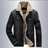 Coverwin Winter New Men's Fashionable Denim Jacket, Warm Fleece Thick Men's Jacket, Casual Loose Single Breasted Men's Clothing