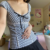 Coverwin-T Shirts Y2k Clothes 2000s Lattice Casual Women Clothing Crop Tops Graphic T shirt Kpop Harajuku Kawaii Body Tee Sweet Girl Top