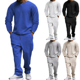 Coverwin Men's Waffle Suit Sets Casual Long Sleeved Sweatshirt and Pants for Sports Men's T-shirt Hoodie Casual Trousers Set Loose Fit