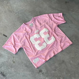 Coverwin American Jersey Y2K T Shirt Mens Womens Gothic Hip Hop Pink Oversized Baseball Uniform Sportswear Breathable Short Sleeved Tops