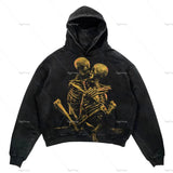 Coverwin Harajuku Oversized Skull Print Streetwear High Quality Hoodie Vintage Streetwear Women Sweatshirt Goth Jacket Y2k Hoodies Women