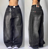 Coverwin Y2K Street Vintage Fashion New Old Washed Baggy Jeans Women Harajuku Hip Hop Popular Leisure Gothic High Waist Wide Leg Pants