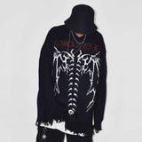 Coverwin High Street American Ins Dark Gothic Style Letter Jacquard Loose Sweater Men and Women Street Y2K Hip-hop Trendy Brand Sweater