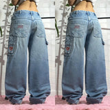 Coverwin Street Vintage New Fashion Multi-pocket Tooling Washed Baggy Jeans Women Y2K Gothic Harajuku Popular Casual Joker Wide Leg Pants