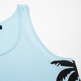 Coverwin Men's Graphic Tank Top Casual Vest Top Coconut Tree Fashion Hawaiian Undershirt Street Daily Beach T shirt White Blue Short Sleeve Crew Neck Shirt Spring & Summer Clothing Apparel