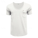 Coverwin Men's T shirt Tee Tee Short Sleeve Shirt Tee Top Plain V Neck Street Vacation Short Sleeve Pocket Clothing Apparel Fashion Designer Basic