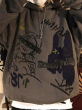 Coverwin Men's Oversize Graffiti Print Hoodie