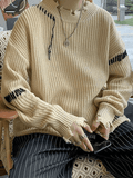 Coverwin Men's Oversized Irregular Hole Sweater