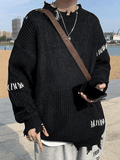 Coverwin Men's Oversized Irregular Hole Sweater