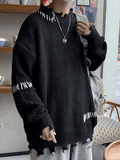 Coverwin Men's Oversized Irregular Hole Sweater