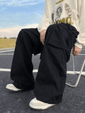 Coverwin Men's Strap Detail Pocket Loose Cargo Pants