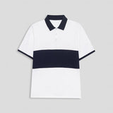 Coverwin Men's Polo Knit Polo Sweater Business Casual Lapel Short Sleeve Modern Formal Solid Color Button Summer White Polo