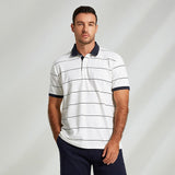 Coverwin Men's Golf Polo Shirt Knit Polo Business Casual Classic Short Sleeve Casual Hawaiian Beach Graphic Ship Button Summer Regular Fit Navy Blue