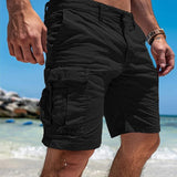 Coverwin Men's Cargo Shorts Shorts Bermuda shorts Multi Pocket Straight Leg Plain Comfort Soft Knee Length Casual Holiday Beach Fashion Streetwear Black Green Micro-elastic