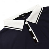 Coverwin Men's Business Polo Pique Polo Shirt Business Casual Lapel Classic Short Sleeve Color Block Patchwork Embroidered Summer Spring &  Fall Black Burgundy Navy Blue Royal Blue Business Polo