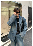 Coverwin 2024 New Fashion Pants Men¡®s trendy Y2K men styleBlue Denim Jacket & Wide-leg Jeans Set