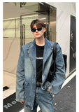 Coverwin 2024 New Fashion Pants Men¡®s trendy Y2K men styleBlue Denim Jacket & Wide-leg Jeans Set