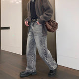 Coverwin 2024 New Fashion Pants Men¡®s trendy Y2K men styleGray Straight Leg Jeans