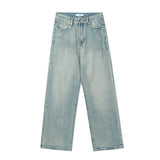 Coverwin 2024 New Fashion Pants Men¡®s trendy Y2K men styleRetro Straight Wide-leg Light Blue Jeans