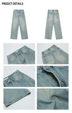 Coverwin 2024 New Fashion Pants Men¡®s trendy Y2K men styleRetro Straight Wide-leg Light Blue Jeans