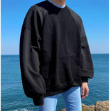 Coverwin Loose Men's Round Neck Sweatshirt Trendy Ins Korean Oversized Top New Pullover Niche Long Sleeve Male Clothing 2Y2434
