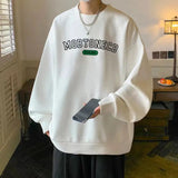 Coverwin Waffle Hoodies Sweatshirts For Men Y2k Spring Letter Sweatshirt Streetwear Pullover Oversized Hoodie Loose Pullovers Clothing