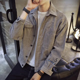 Coverwin Men's Embroidered Corduroy Shirt Jacket