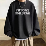 Coverwin Waffle Hoodies Sweatshirts For Men Y2k Spring Letter Sweatshirt Streetwear Pullover Oversized Hoodie Loose Pullovers Clothing