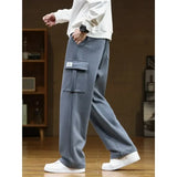 Coverwin 2024 Autumn New Sweatpants Men Multi-Pockets Drawstring Cotton Casual Track Pant Male Loose Straight Trousers Large Size 8XL