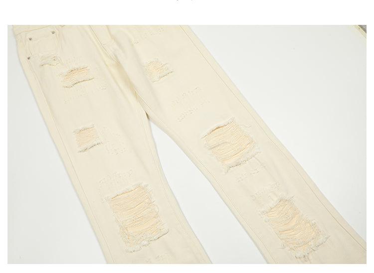 Coverwin 2024 New Fashion Pants Men¡®s trendy Y2K men styleVintage Slim-fit Ripped Jeans with Rough Edges and Holes