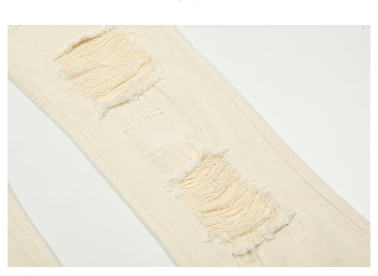 Coverwin 2024 New Fashion Pants Men¡®s trendy Y2K men styleVintage Slim-fit Ripped Jeans with Rough Edges and Holes