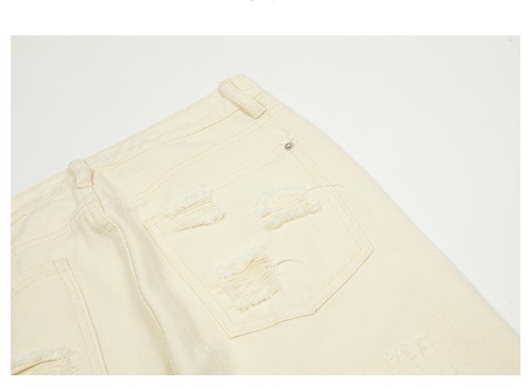 Coverwin 2024 New Fashion Pants Men¡®s trendy Y2K men styleVintage Slim-fit Ripped Jeans with Rough Edges and Holes