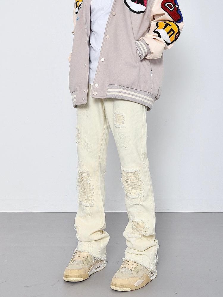 Coverwin 2024 New Fashion Pants Men¡®s trendy Y2K men styleVintage Slim-fit Ripped Jeans with Rough Edges and Holes