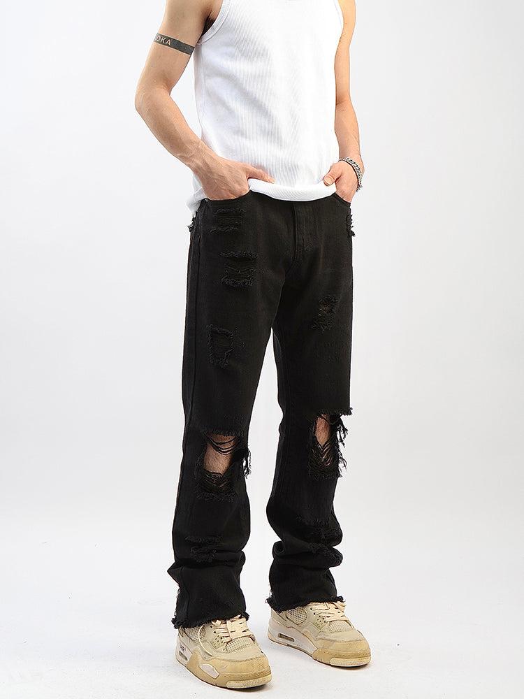 Coverwin 2024 New Fashion Pants Men¡®s trendy Y2K men styleVintage Slim-fit Ripped Jeans with Rough Edges and Holes
