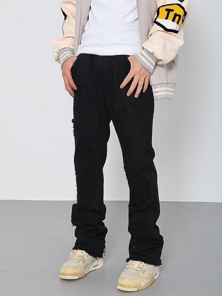 Coverwin 2024 New Fashion Pants Men¡®s trendy Y2K men styleVintage Slim-fit Ripped Jeans with Rough Edges and Holes