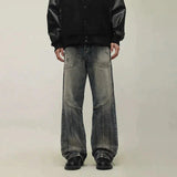Coverwin 2024 New Fashion Pants Men¡®s trendy Y2K men styleWashed Splicing Three-dimensional Cut Jeans