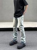 Coverwin 2024 New Fashion Pants Men¡®s trendy Y2K men styleWashed Yellow Mud Splashed Jeans