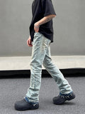 Coverwin 2024 New Fashion Pants Men¡®s trendy Y2K men styleWashed Yellow Mud Splashed Jeans