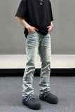 Coverwin 2024 New Fashion Pants Men¡®s trendy Y2K men styleWashed Yellow Mud Splashed Jeans